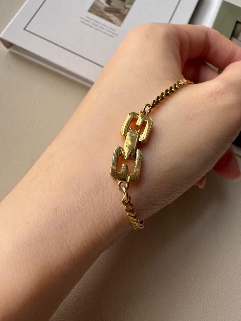 中古正品Givenchy紀梵希鍍金手鍊 幼手鏈 古董珠寶 禮物