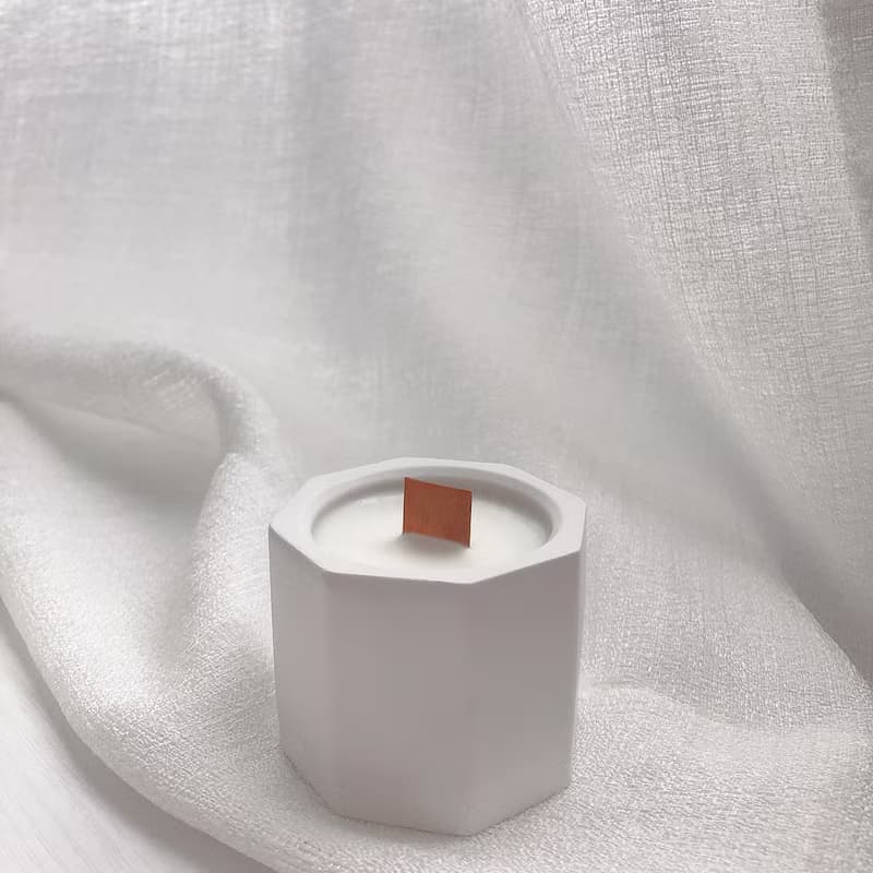 大理石白 | 手作容器香氛蠟燭-木燭芯