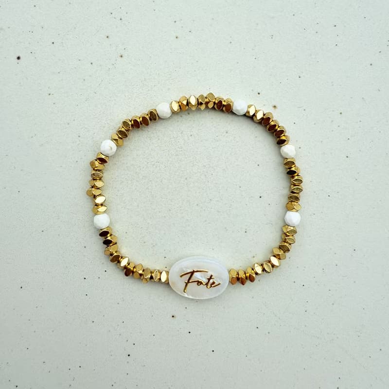 Fate貝母碎金白松石手環
