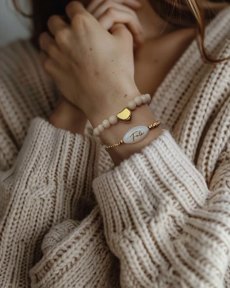 Fate貝母碎金白松石手環