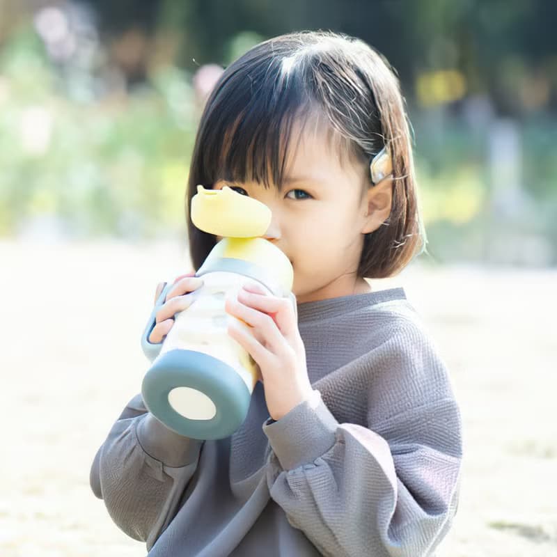 【孔雀Peacock】490ML 不鏽鋼保溫水壺 藝術家 直飲+水杯兩用 -灰