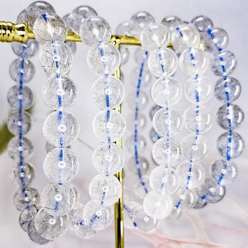 【輝銻礦】稀缺品 灰藍銻礦/藍超七 水晶手鍊手串手鏈