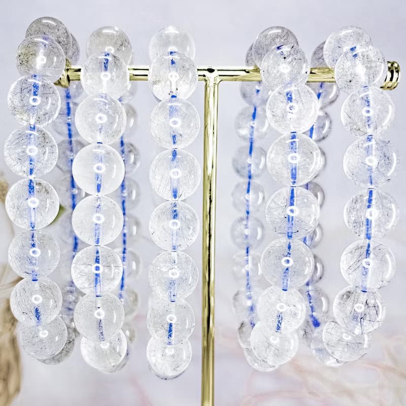 【輝銻礦】稀缺品 灰藍銻礦/藍超七 水晶手鍊手串手鏈