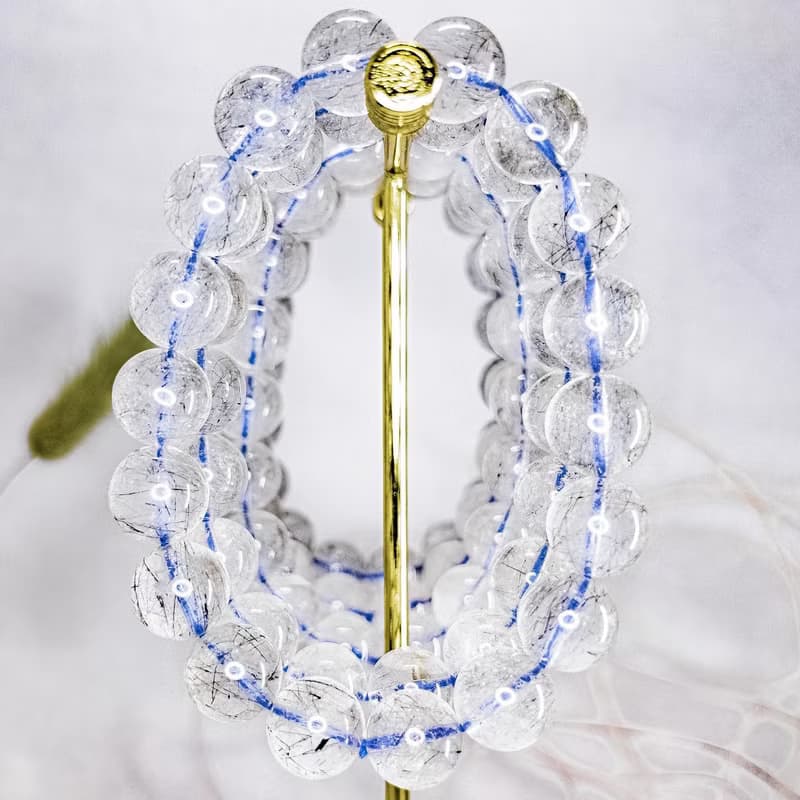 【輝銻礦】稀缺品 灰藍銻礦/藍超七 水晶手鍊手串手鏈