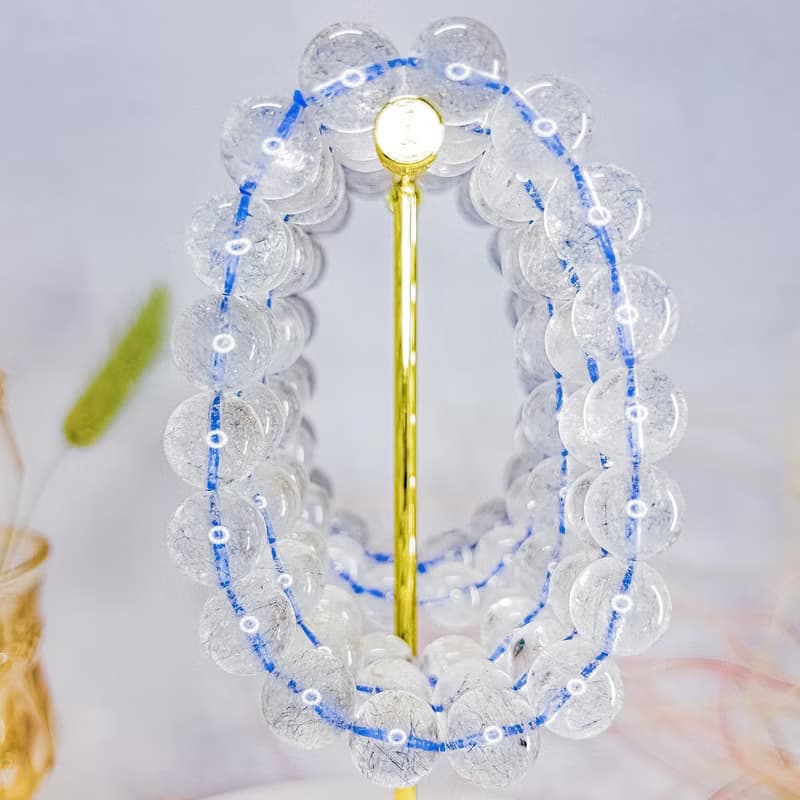 【輝銻礦】稀缺品 灰藍銻礦/藍超七 水晶手鍊手串手鏈