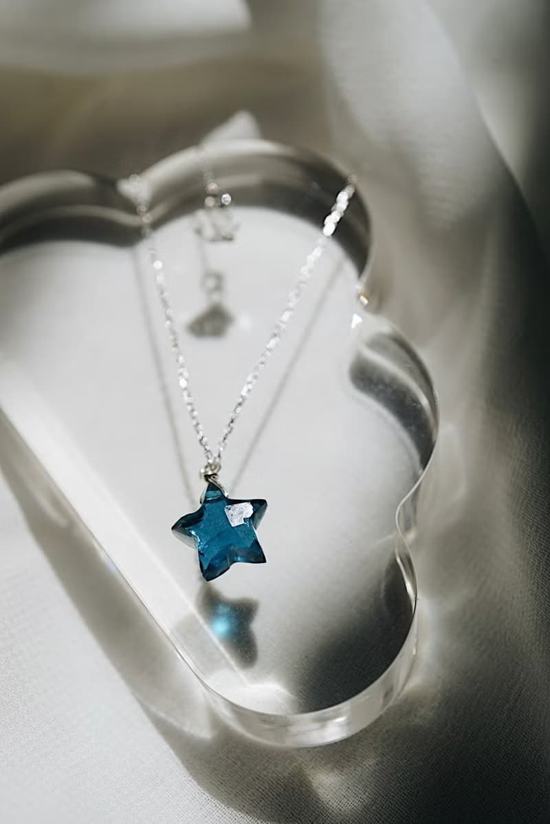 托帕石月亮星星925純銀項鏈手鏈套裝