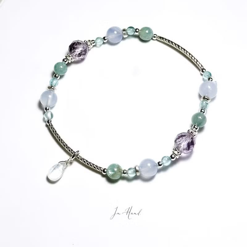 晨光精靈系-藍晶石.藍紋瑪瑙.高品質鑽切紫水晶.設計款手鍊