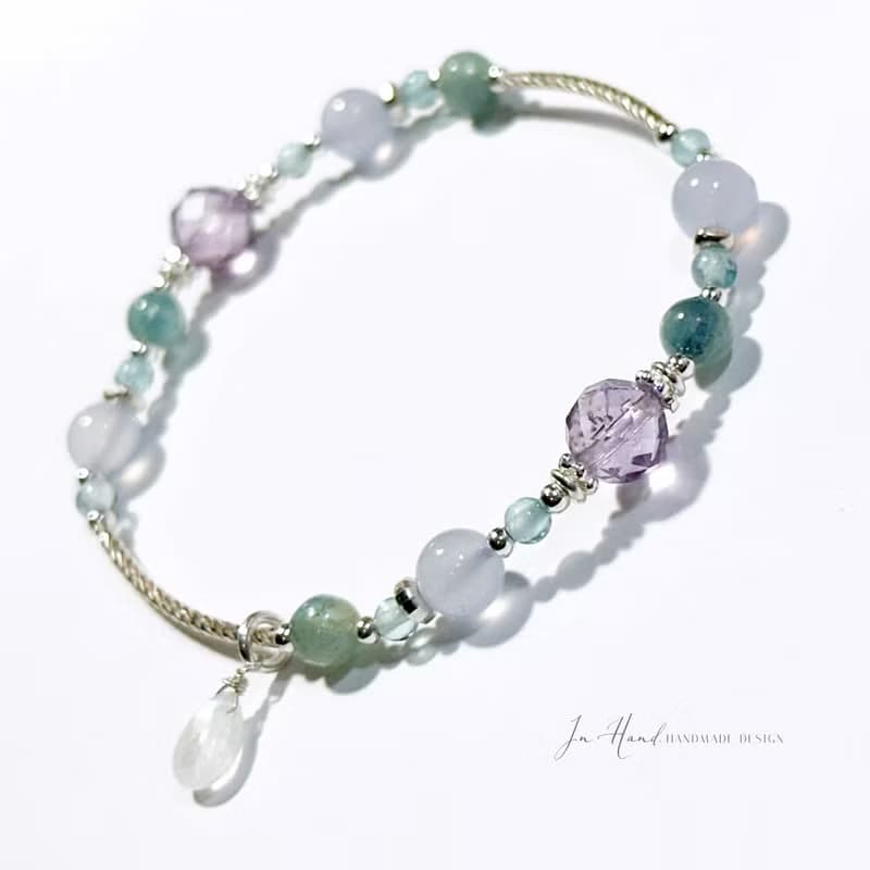 晨光精靈系-藍晶石.藍紋瑪瑙.高品質鑽切紫水晶.設計款手鍊