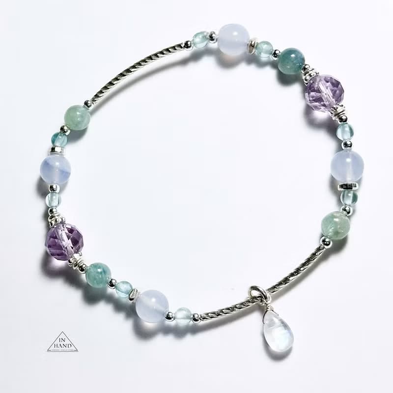 晨光精靈系-藍晶石.藍紋瑪瑙.高品質鑽切紫水晶.設計款手鍊