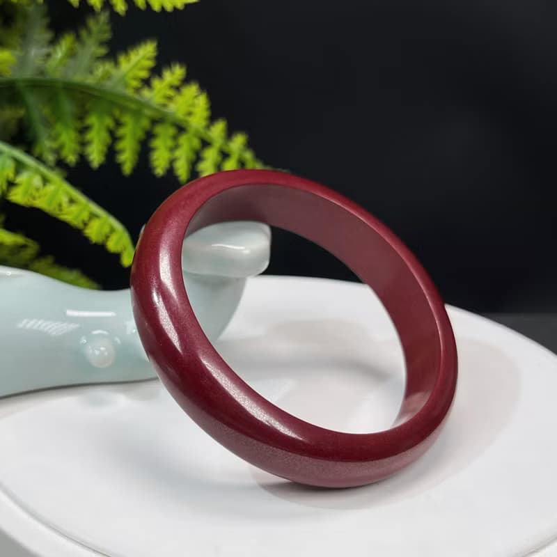 優質 紫金砂朱砂手鐲 58MM 素雅寬版辰砂手環 紅紅火火魅力時尚女