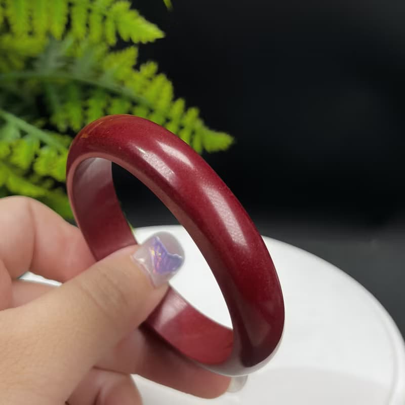優質 紫金砂朱砂手鐲 58MM 素雅寬版辰砂手環 紅紅火火魅力時尚女