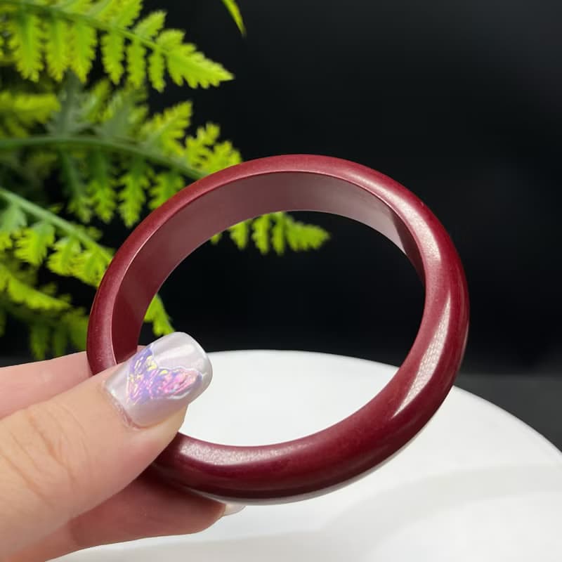 優質 紫金砂朱砂手鐲 58MM 素雅寬版辰砂手環 紅紅火火魅力時尚女