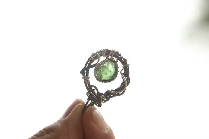 【水晶系列】綠透輝石 魔法陣形 銅纏繞墜飾 送禮 交換禮物 _ 5