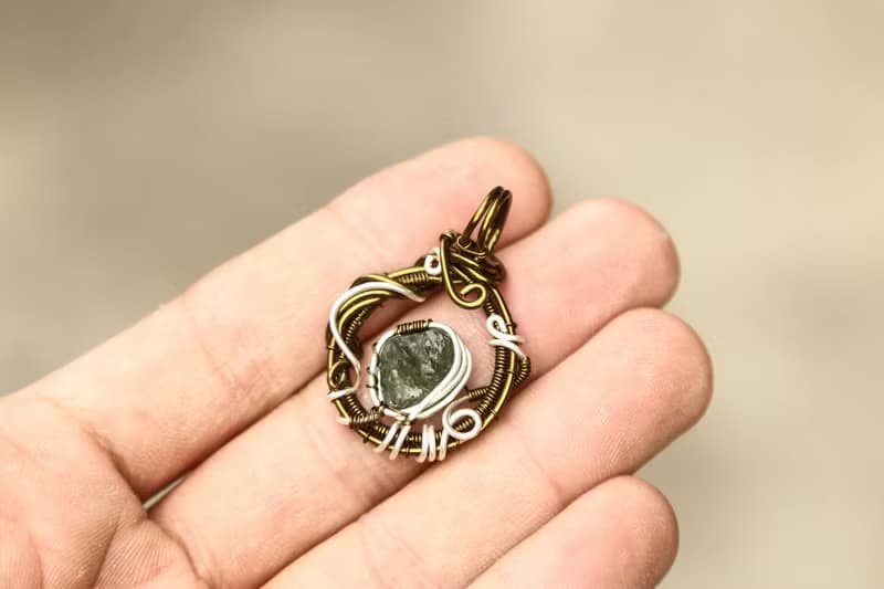【水晶系列】綠透輝石 魔法陣形 銅纏繞墜飾 送禮 交換禮物 _ 5