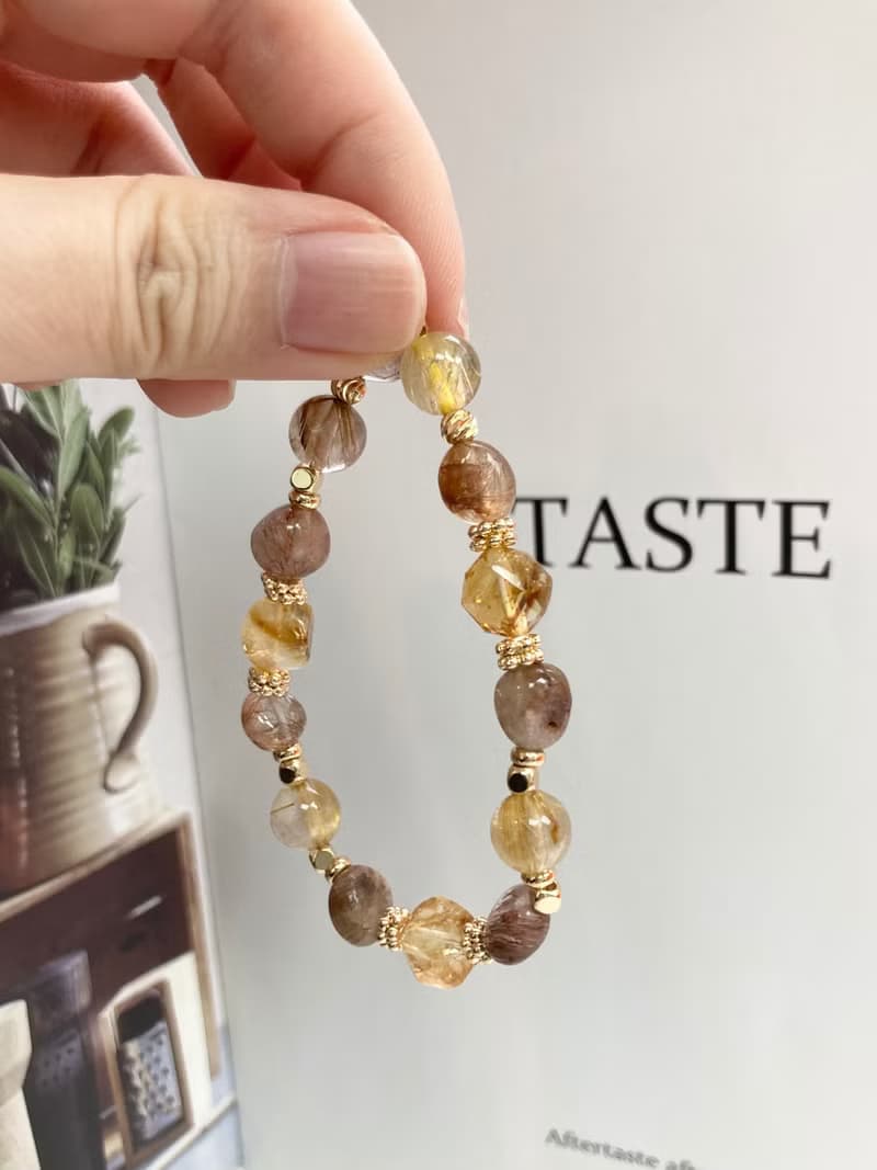 招財水晶手鍊 提升自信財運 黃水晶、銅髮晶、金髮晶/金鈦晶