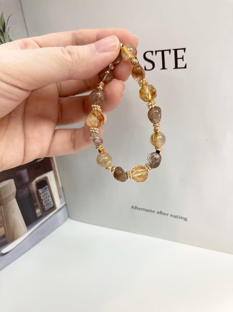 招財水晶手鍊 提升自信財運 黃水晶、銅髮晶、金髮晶/金鈦晶