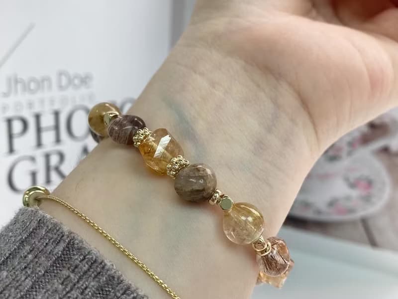 招財水晶手鍊 提升自信財運 黃水晶、銅髮晶、金髮晶/金鈦晶