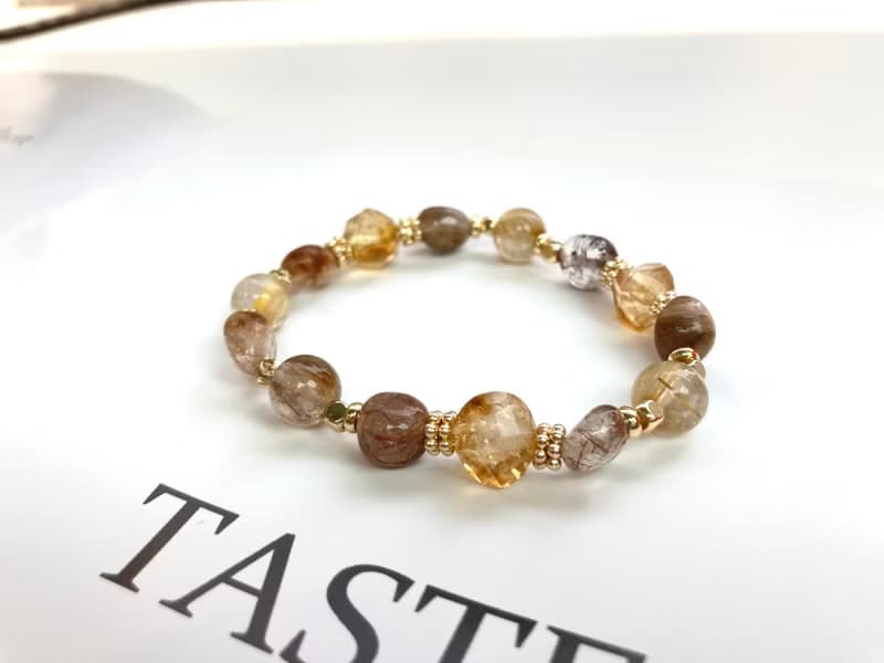 招財水晶手鍊 提升自信財運 黃水晶、銅髮晶、金髮晶/金鈦晶