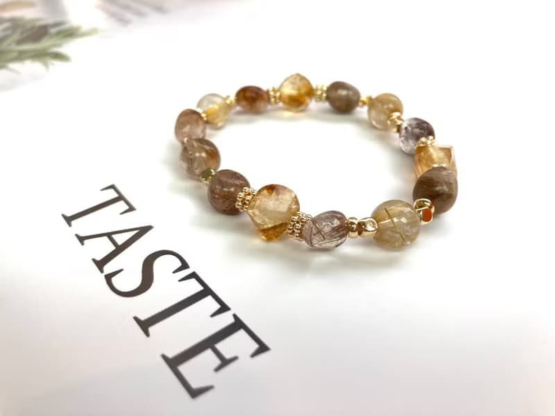 招財水晶手鍊 提升自信財運 黃水晶、銅髮晶、金髮晶/金鈦晶