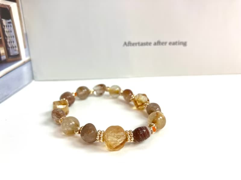 招財水晶手鍊 提升自信財運 黃水晶、銅髮晶、金髮晶/金鈦晶