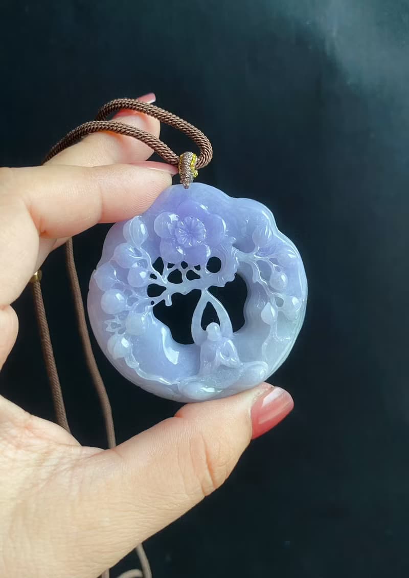 【悟道】天然緬甸玉 翡翠 紫羅蘭翡翠吊墜 禪 悟道自然雕琢的禪意