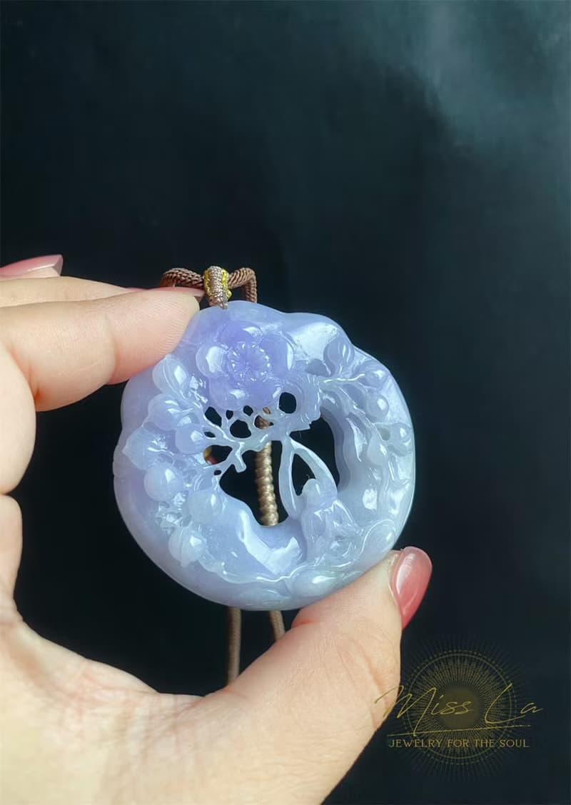 【悟道】天然緬甸玉 翡翠 紫羅蘭翡翠吊墜 禪 悟道自然雕琢的禪意