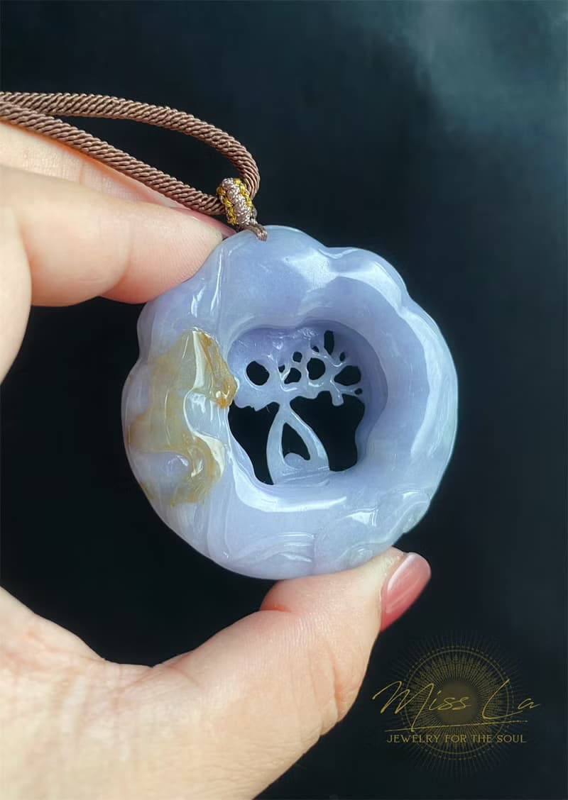 【悟道】天然緬甸玉 翡翠 紫羅蘭翡翠吊墜 禪 悟道自然雕琢的禪意