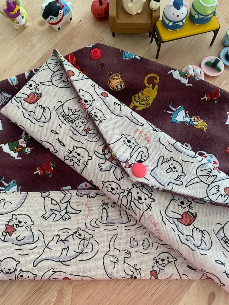 文青風環保純棉筷袋 水獺樂悠遊 原胚米白 日本 潮物 收納 手作