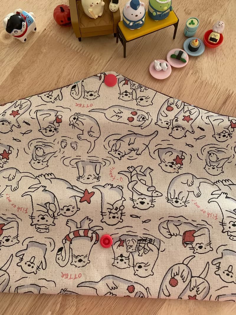 文青風環保純棉筷袋 水獺樂悠遊 原胚米白 日本 潮物 收納 手作