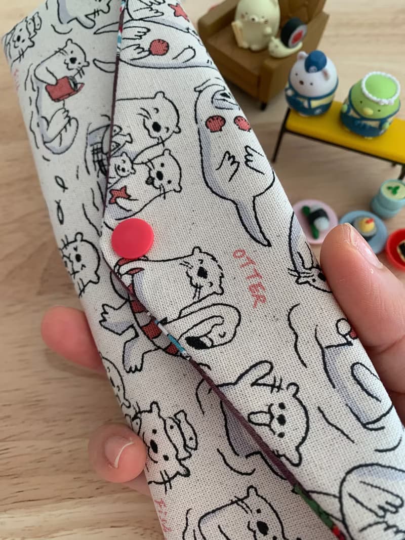 文青風環保純棉筷袋 水獺樂悠遊 原胚米白 日本 潮物 收納 手作