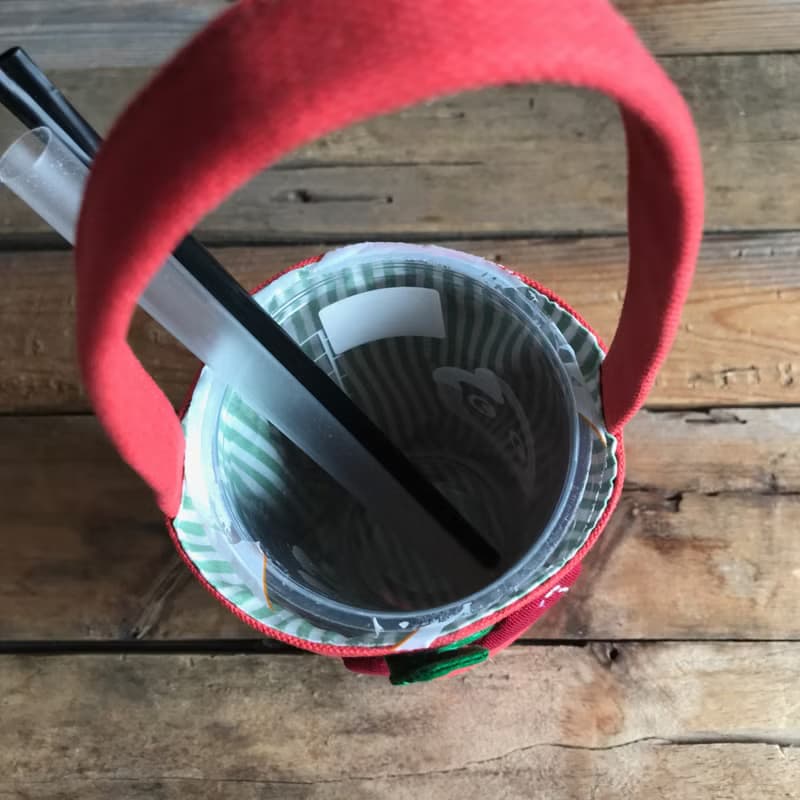 櫻桃飲料提袋/水壺袋/珊瑚紅底