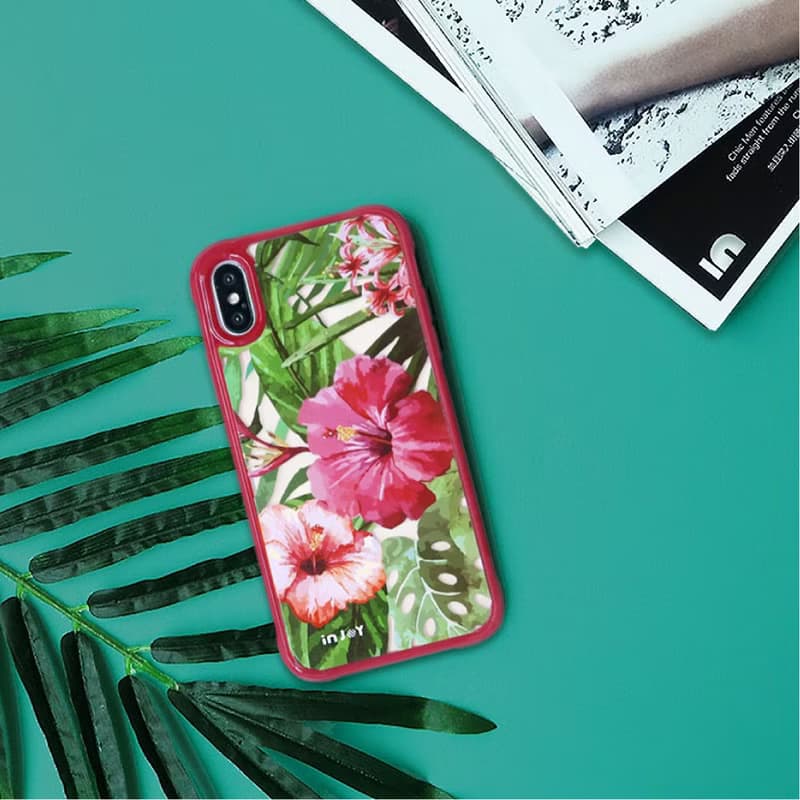 iPhoneX/XR/max/11pro/11max/SE3 熱帶度假風情 耐撞擊邊框手機殼