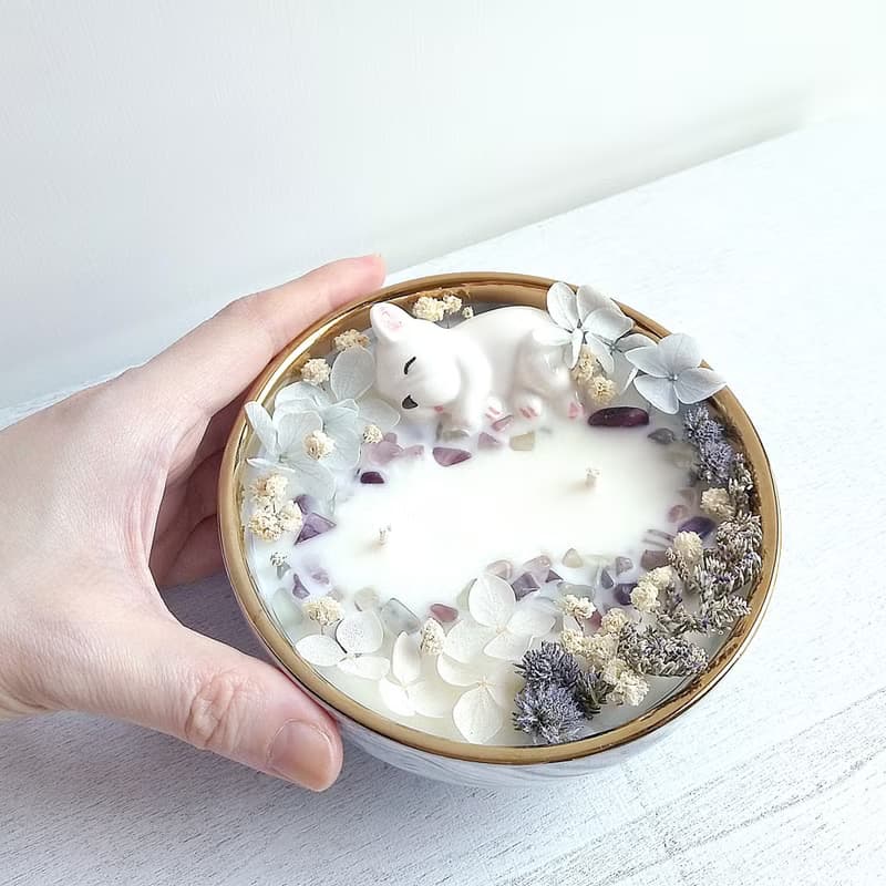 小狗 螢石大理石碗 (250g大容量) 大豆蠟香氛蠟燭 生日 送禮
