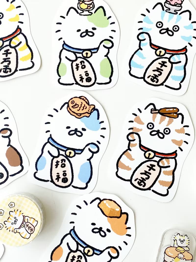 3小喵咪招財貓單張大貼紙八代/防水貼紙/多款圖案