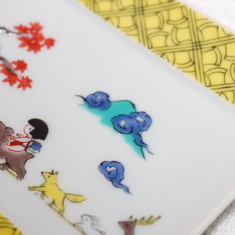 【九谷燒】青郊窯神話故事方盤-金太郎