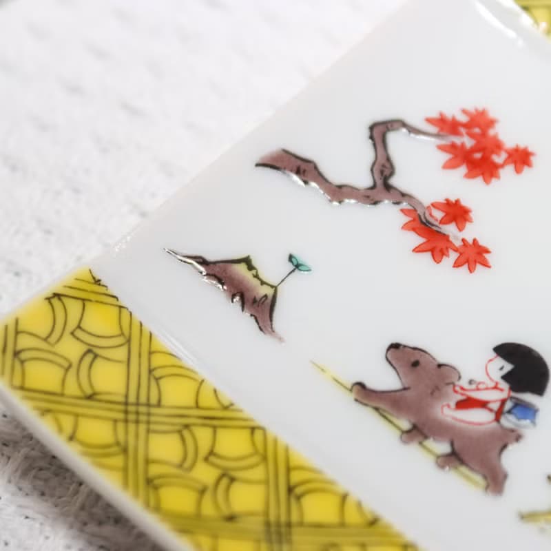 【九谷燒】青郊窯神話故事方盤-金太郎