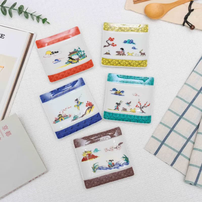 【九谷燒】青郊窯神話故事方盤-金太郎