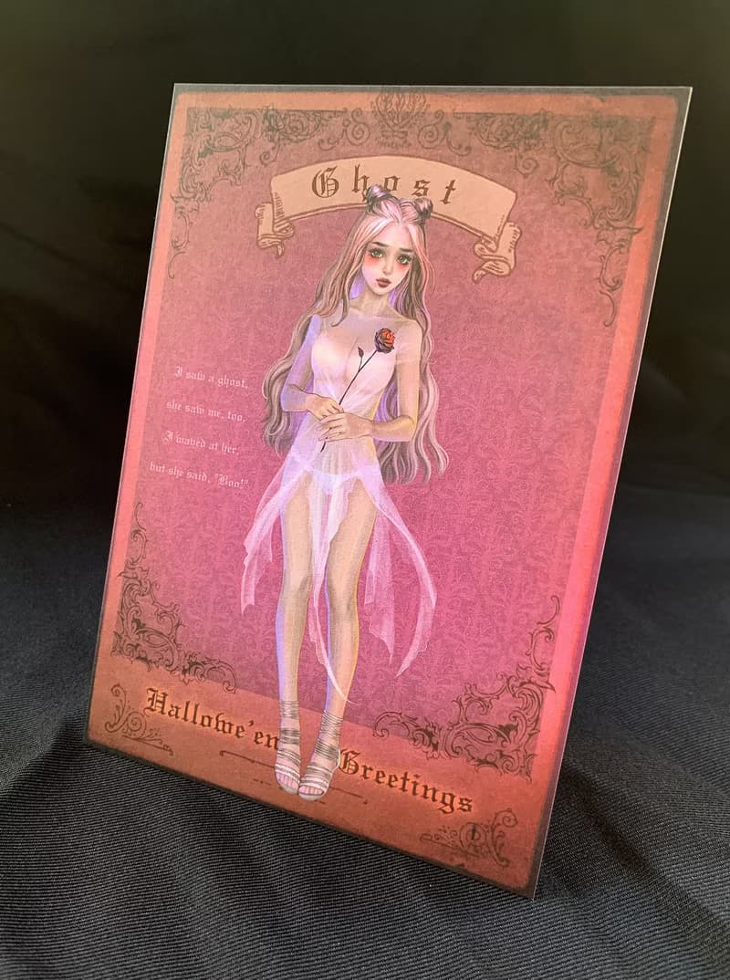 【限量明信片】萬聖節-幽靈新娘(白紗)聖誕禮物 交換禮物