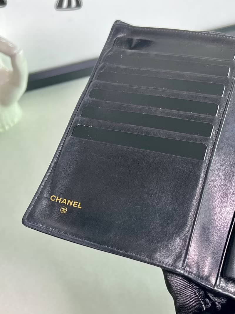 Chanel黑色荔枝皮口金錢包長夾小手袋 保卡 原裝盒 送肩帶 中古