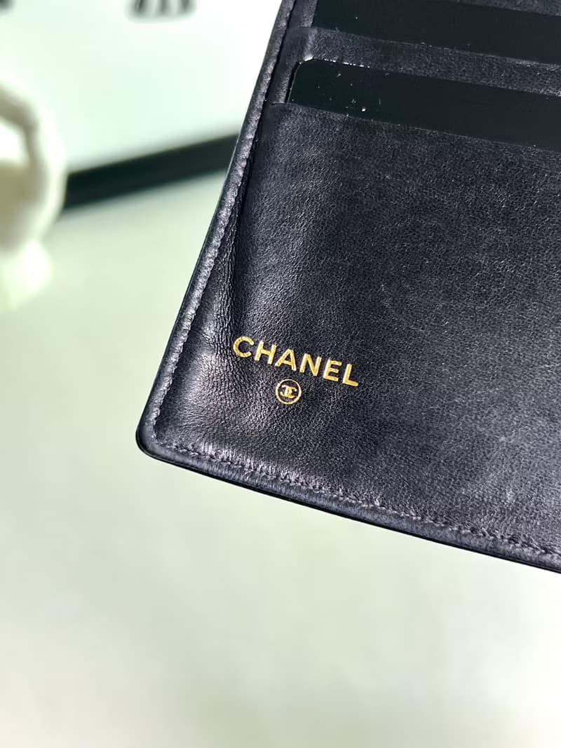 Chanel黑色荔枝皮口金錢包長夾小手袋 保卡 原裝盒 送肩帶 中古