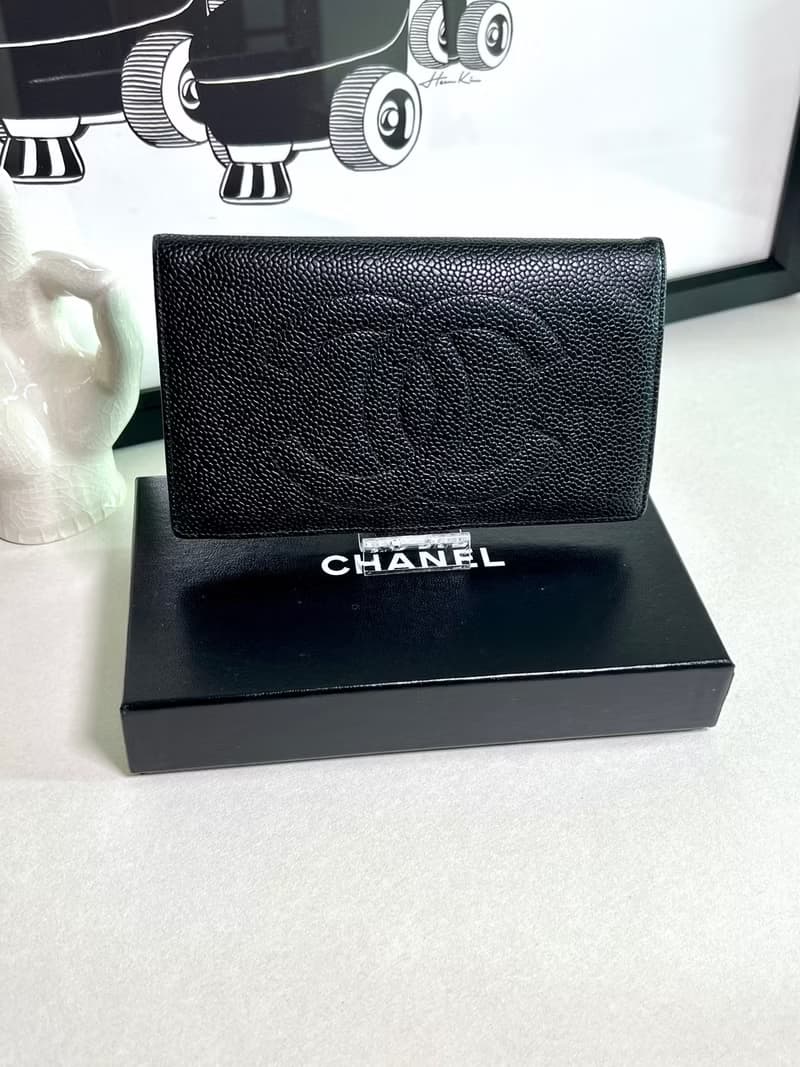 Chanel黑色荔枝皮口金錢包長夾小手袋 保卡 原裝盒 送肩帶 中古