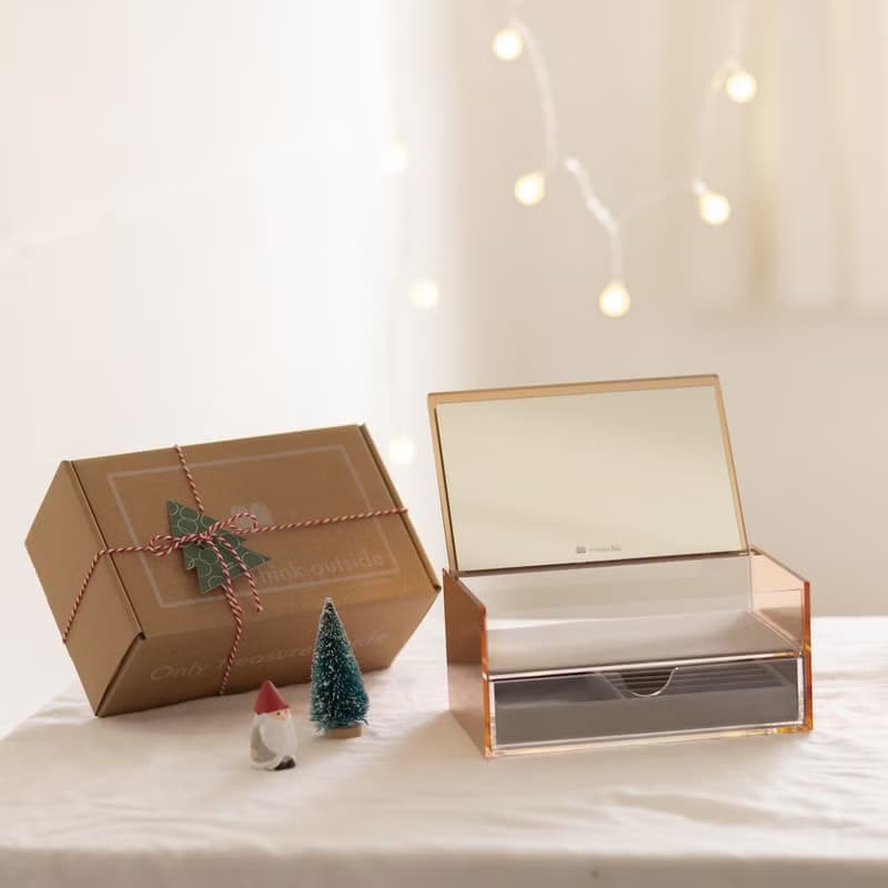 【快速出貨】玫瑰金/大月光雙層鏡面珠寶盒 雙入組