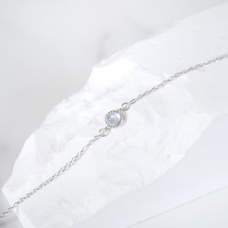 月光石925純銀杯子蛋糕手鍊