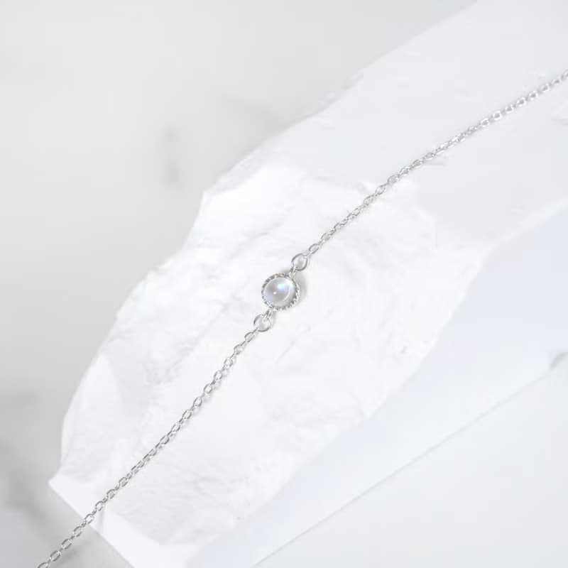 月光石925純銀杯子蛋糕手鍊