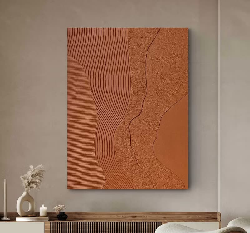 Terracotta Textured Abstract Painting | Scandinavian Wall Art | Orange Nile