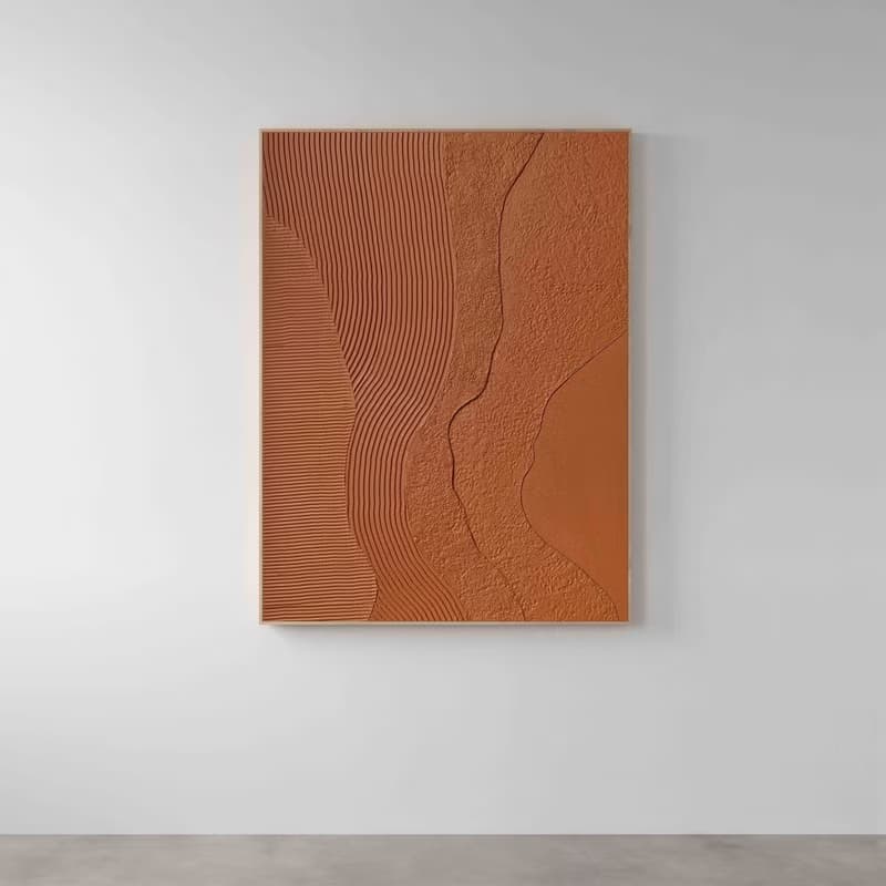 Terracotta Textured Abstract Painting | Scandinavian Wall Art | Orange Nile