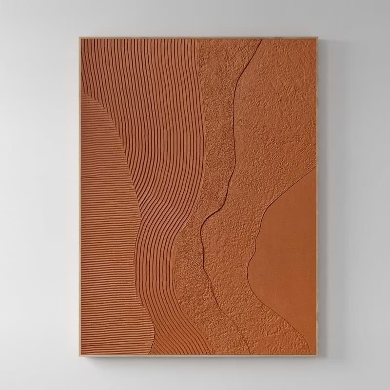 Terracotta Textured Abstract Painting | Scandinavian Wall Art | Orange Nile