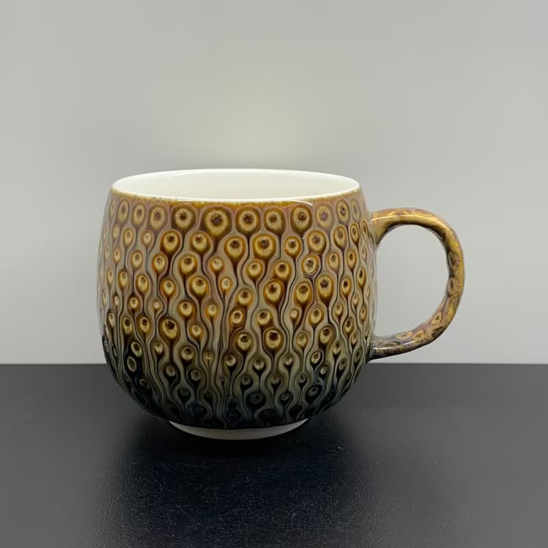 孔雀開屏 咖啡杯 280ml 邱毓寧 鶯歌 A6-01