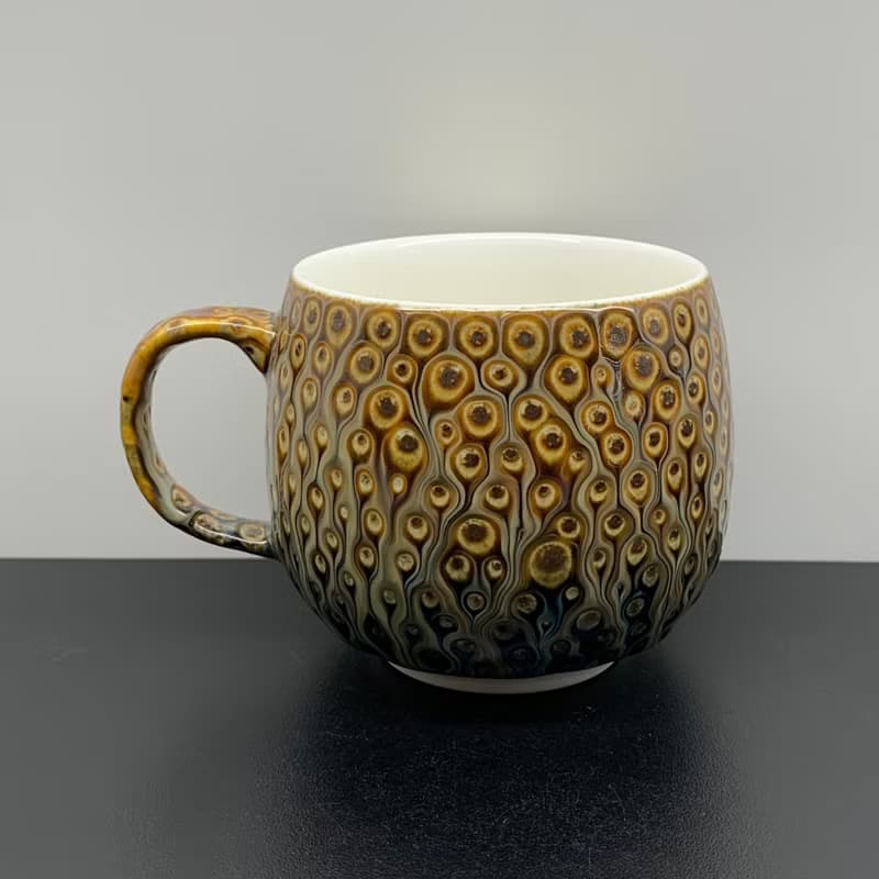 孔雀開屏 咖啡杯 280ml 邱毓寧 鶯歌 A6-01