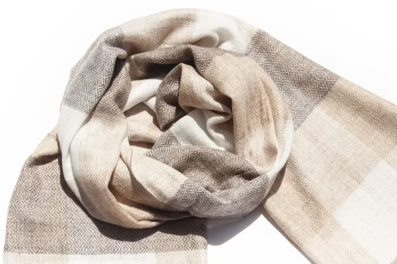 喀什米爾Cashmere 針織圍巾 純羊毛圍巾 手織圍巾 編織圍巾-沙丘